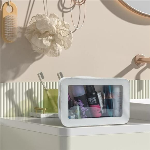 Clear TSA Approved Makeup Bag Travel Toiletry Organizer Waterproof Zipper - Picture 5 of 7